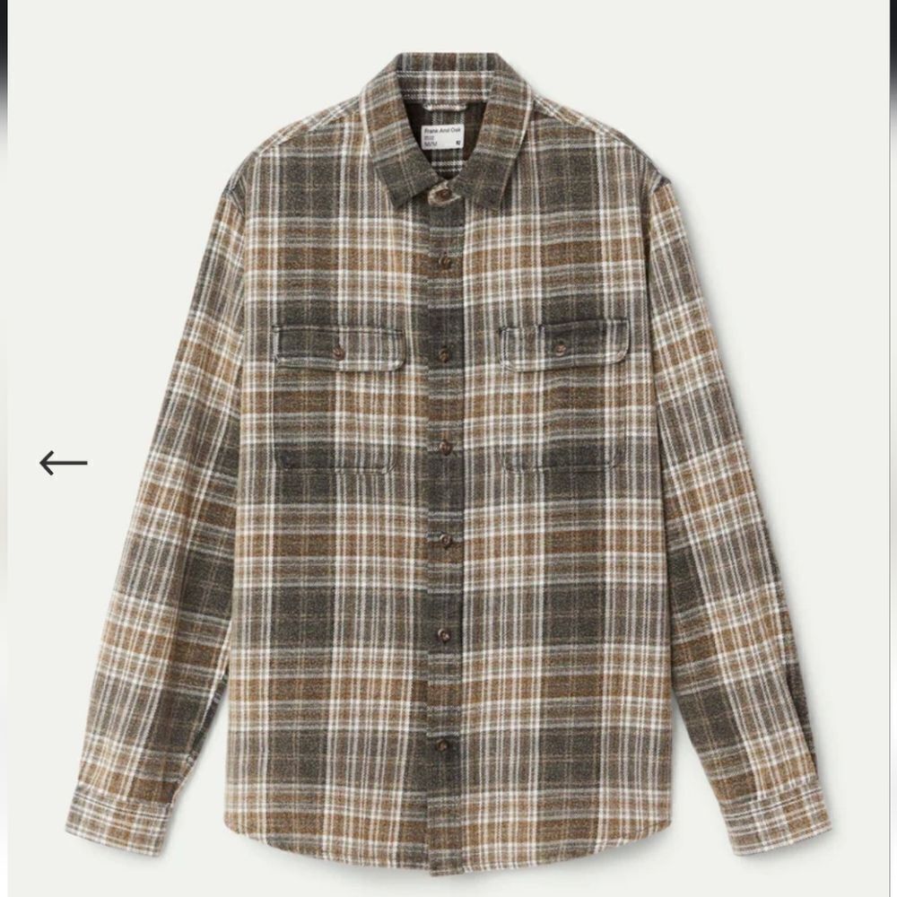 872 NWT Frank And Oak The Check Flannel Shirt Size Medium